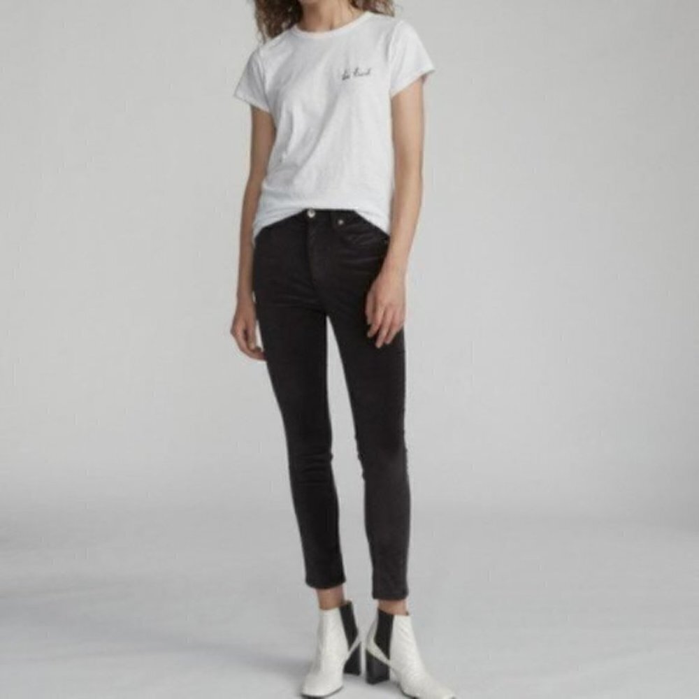 Rag & Bone black velvet skinny pants ankle high rise women new 32